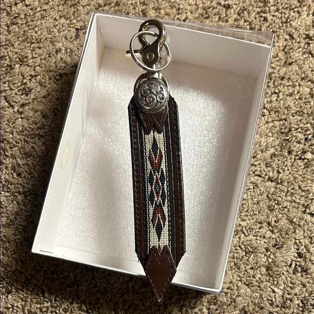 Brown and Silver Patterned Keychain